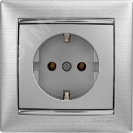 Legrand Valena 770120 Розетка 1ая с/з нем.стд. алюм.
