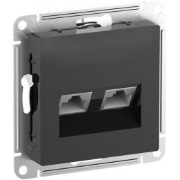 Розетка AtlasDesign ATN001088 RJ45+RJ45 кат.6А карбон, механизм