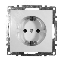 Розетка 1-местная с/з STEKKER GLS16-7110-01 белая,(механизм)  серия КАТРИН