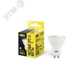 Лампа IEK LED5 GU10 5W 4000K 
