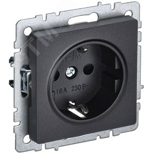 Розетка IEK BRITE 1-ная c/з черный