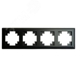 Рамка STEKKER PFR00-7004-05 4-я черная пластик, серия КАТРИН