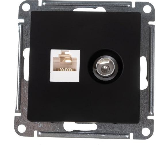 Розетка AtlasDesign ATN001089 RJ45+TV карбон, механизм