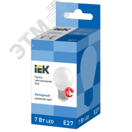 Лампа IEK LED7 G45 7W 6000K E27 шар матовый