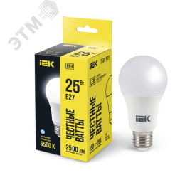 Лампа IEK LED25 Е27 25W A80 6500K 220V