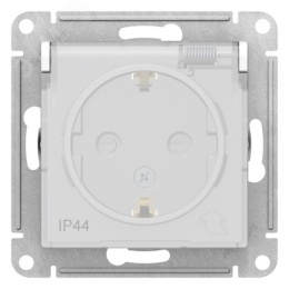 Розетка AtlasDesign ATN440146 AQUA c/з механизм, белая IP44