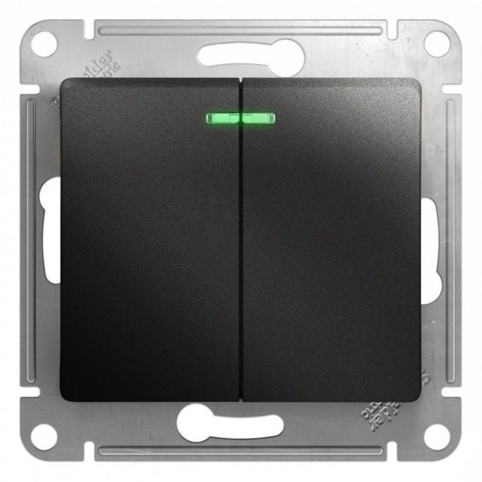 Выключатель GLOSSA GSL000753 2кл, с подс., механизм, антрацит