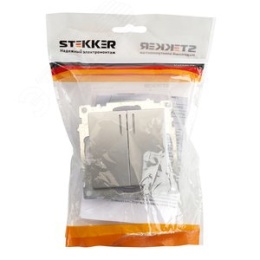 Выключатель STEKKER GLS10-7102-03 2кл с подс. серебро, (механизм) серия КАТРИН