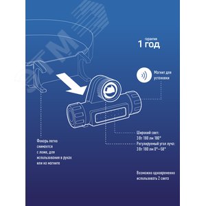Фонарь КОСМОС KocH103Wlith 3W+COB 3W с зумом налобный