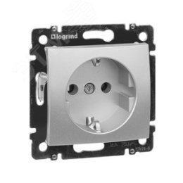 Legrand Valena 770120 Розетка 1ая с/з нем.стд. алюм.