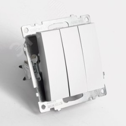 Выключатель STEKKER GLS10-7108-03, 3кл серебро, (механизм) серия КАТРИН