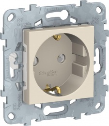 Розетка UNICA NU503744 СУ 1ая c\з шторки бежевый