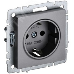 Розетка IEK BRITE 1-ная c/з сталь