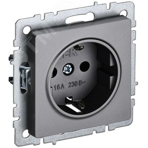 Розетка IEK BRITE 1-ная c/з сталь