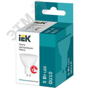 Лампа IEK LED5 GU10 5W 4000K 