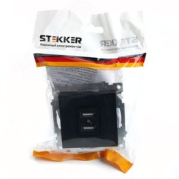 Розетка USB STEKKER GLS10-7115-05 2-местная черный (механизм) серия КАТРИН