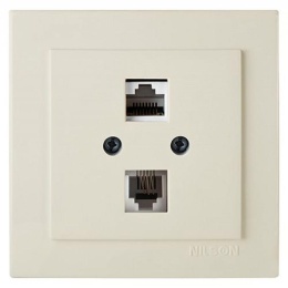 Розетка NILSON 24121048 СУ телефон/компьютер крем