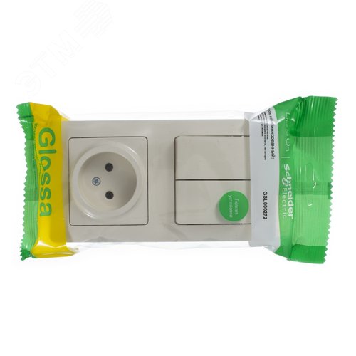 Блок GLOSSA GSL000272 розетка + 2кл выключатель бежевый