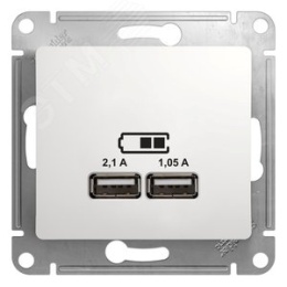 Розетка GLOSSA GSL000133 USB 5V/2100mA 2*5V/1050mA  в рамку белый