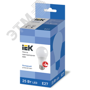 Лампа IEK LED25 Е27 25W A80 6500K 220V