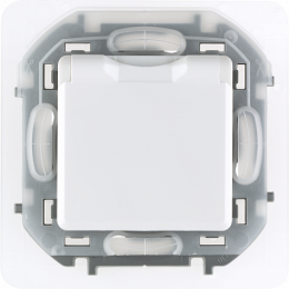Розетка INSPIRIA 673740 2К+З IP44 с откидной крышкой 16А белый