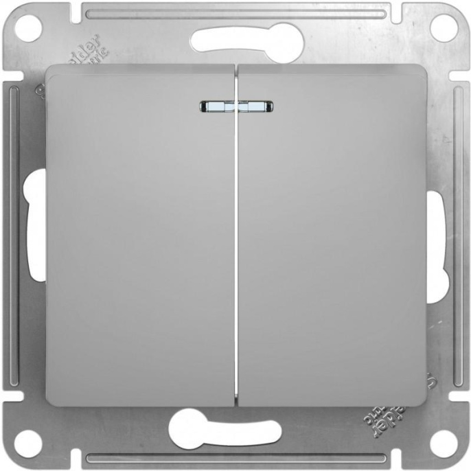 Выключатель GLOSSA GSL000353 2кл с подсв., механизм, алюминий