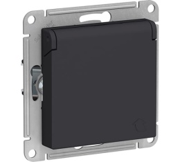 Розетка AtlasDesign ATN001046 с/з и крышкой, карбон, механизм