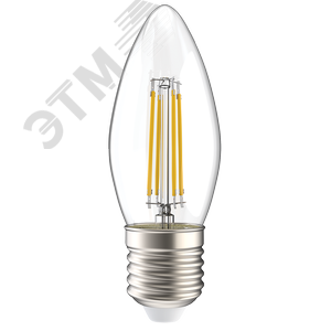 Лампа IEK LED5 5W С37 E27 3000K свеча филамент прозрачный