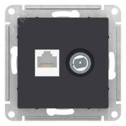 Розетка AtlasDesign ATN001089 RJ45+TV карбон, механизм