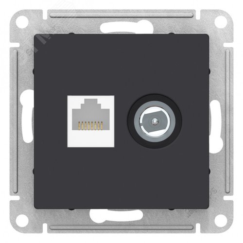 Розетка AtlasDesign ATN001089 RJ45+TV карбон, механизм