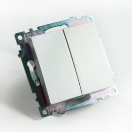 Переключатель STEKKER GLS10-7107-03, 2кл серебро, (механизм) серия КАТРИН