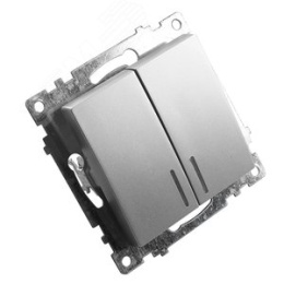 Выключатель STEKKER GLS10-7102-03 2кл с подс. серебро, (механизм) серия КАТРИН