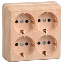 Розетка IEK ОКТАВА ERO41-K03-16-DC 4-м с/з сосна