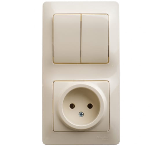 Блок GLOSSA GSL000272 розетка + 2кл выключатель бежевый