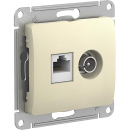 Розетка GLOSSA GSL000289 RJ45*2TV компьют.+двой.ТВ в рамку бежевая