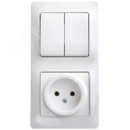 Блок GLOSSA GSL000172 розетка + 2кл выключатель белый