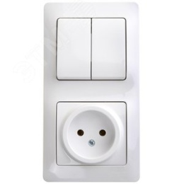Блок GLOSSA GSL000172 розетка + 2кл выключатель белый