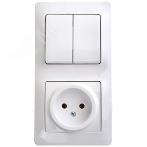Блок GLOSSA GSL000172 розетка + 2кл выключатель белый