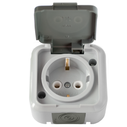 Розетка ПРАЛЕСКА-АКВА РА16-297 с з/к с крышкой IP44 (50)