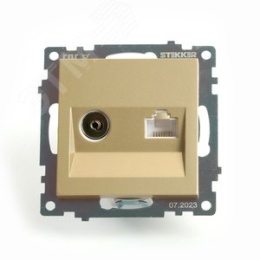 Розетка RJ-45 STEKKER GLS00-7106-08 TV+комп, золото, (механизм) серия КАТРИН