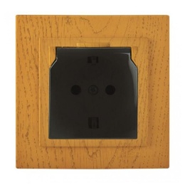 Розетка NILSON 24251018 СУ 1ая с/з. дуб новый с крышкой
