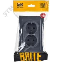Розетка IEK BRITE 2-ная c/з маренго