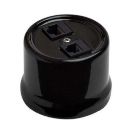 Розетка BIRONI B1-303-23 RJ11+RJ5 тел+комп. Пластик черный (ретро)