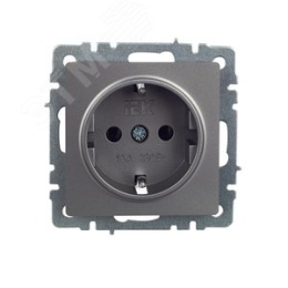 Розетка IEK BRITE 1-ная c/з сталь
