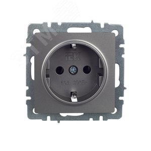 Розетка IEK BRITE 1-ная c/з сталь
