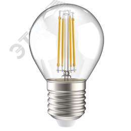 Лампа IEK LED5 5W E27 3000K шар филамент прозрачный