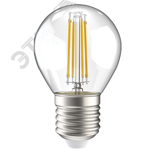 Лампа IEK LED5 5W E27 3000K шар филамент прозрачный