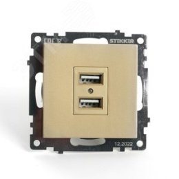Розетка USB STEKKER GLS10-7115-08 2-местная золото (механизм) серия КАТРИН