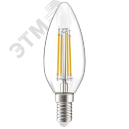 Лампа IEK LED5 5W С37 E14 4000K свеча филамент прозрачный