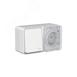 Блок AtlasDesign PROFI54 ATN543070 розетка с/з +1 кл выкл., серый